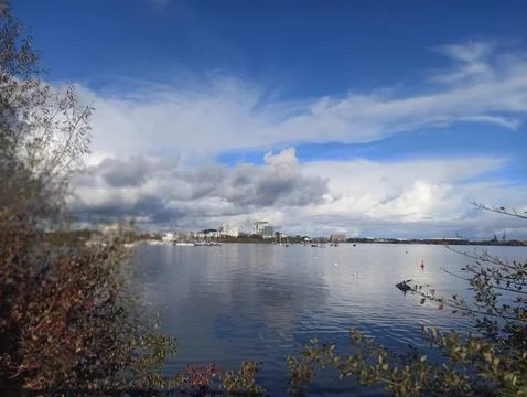 A panoramic view of Cardiff bay during day Stock Photos