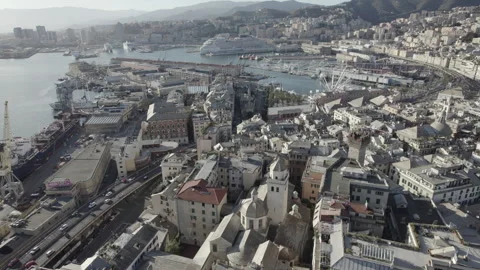 Panoramic View of Carignano Area in Genoa (Flat Profile) Stock Footage 297697605