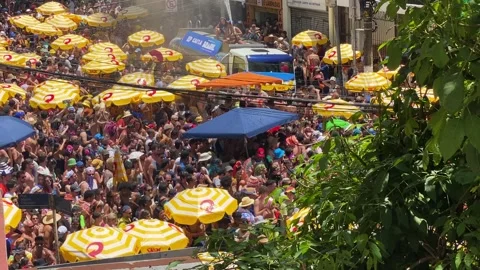 Panoramic view of Carnaval street party parade, Sao Paulo, Brazil 4K Stock Footage 329056889