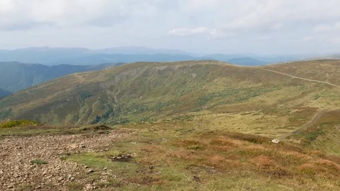 Panoramic view of the Carpathian Mountains. Stock Footage 82110674