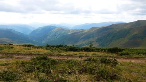 Panoramic view of the Carpathian Mountains. Stock Footage 82110680