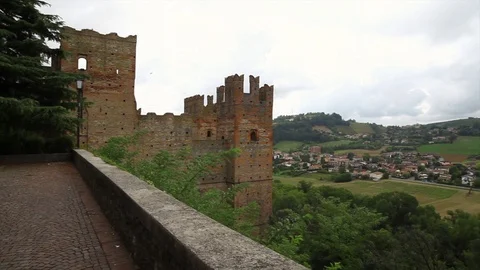 Panoramic view from Castello Arquato ancient village Stock Footage 95018508