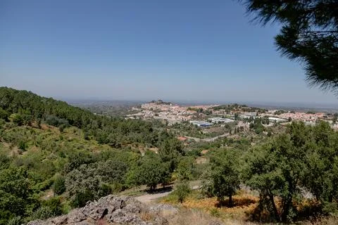 Panoramic view of Castelo de Vide, a historic village in Alentejo, Portugal Stock Photos