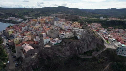 Panoramic view of Castelsardo, a picturesque medieval village in Sardinia, Italy Stock Footage 313292247