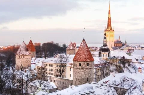 Panoramic view of the castle and the old town of Tallinn from the observati.. Stock Photos