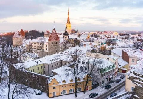Panoramic view of the castle and the old town of Tallinn from the observati.. Stock Photos