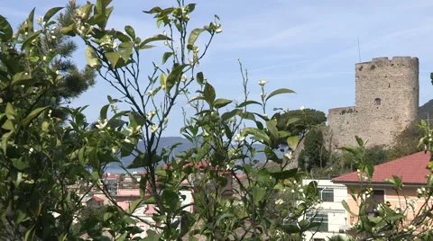 A panoramic view of the castle of Chiavari Stock Footage 57123037