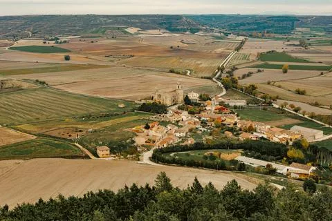 Panoramic view of Castrojeriz, Spain Stock Photos