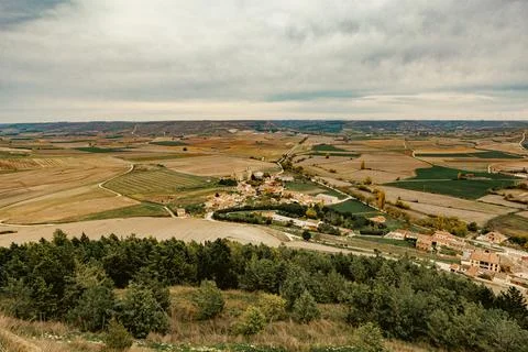 Panoramic view of Castrojeriz, Spain Stock Photos