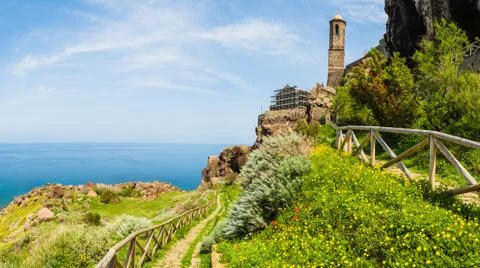 Panoramic view of Cathedral  of Castelsardo Stock Photos