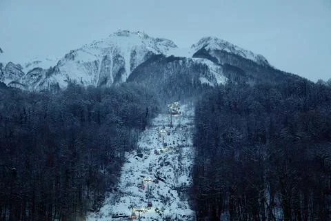 Panoramic view of the Caucasus mountain range. Adler district of Sochi, Russia. Foto stock