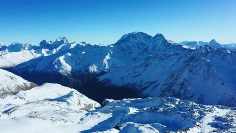 Panoramic View of the Caucasus Mountains in Winter Stock Footage 320856227