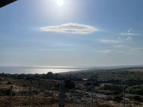 Panoramic View from Cavo Greco Overlooking the Sparkling Waters and Scenic .. Stock Photos