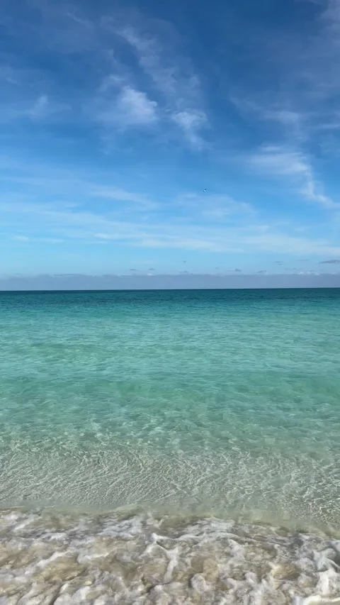 Panoramic view of Cayo Santa Maria beach, with gentle turquoise ocean weaves Stock Footage 306022142