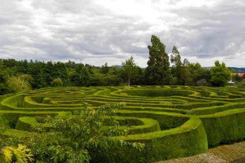 Panoramic view of a Celtic maze in Wicklow, Ireland. Stock Photos