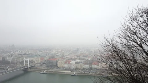 A panoramic view on the center of Budapest Stock Footage 125199893