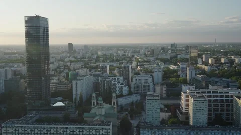 Panoramic view of the center of Warsaw from the observation deck Stock-Footage 331363464