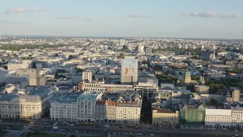 Panoramic view of the center of Warsaw from the observation deck Видео 331363465