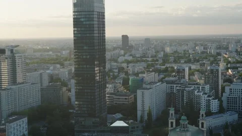 Panoramic view of the center of Warsaw from the observation deck Видео 331363499
