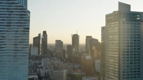 Panoramic view of the center of Warsaw from the observation deck Видео 331363571