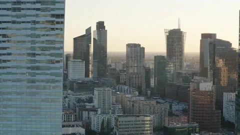 Panoramic view of the center of Warsaw from the observation deck Видео 331363611