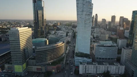 Panoramic view of the center of Warsaw from the observation deck Видео 331363619