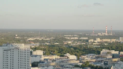 Panoramic view of the center of Warsaw from the observation deck Video stock 331363624