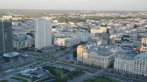 Panoramic view of the center of Warsaw from the observation deck Stockbeeldmateriaal 331363627