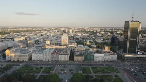Panoramic view of the center of Warsaw from the observation deck Видео 331363639