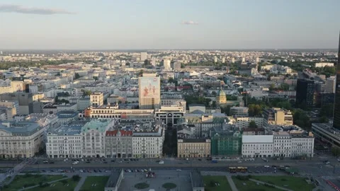 Panoramic view of the center of Warsaw from the observation deck Видео 331363640