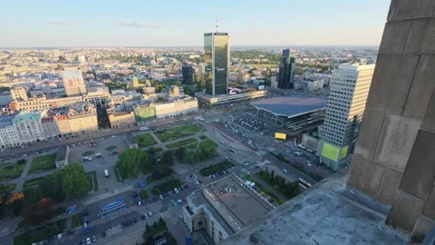Panoramic view of the center of Warsaw from the observation deck Stockbeeldmateriaal 331363694