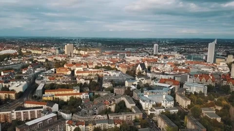 A panoramic view of central Leipzig, a large city in Germany Stock Footage 262035430