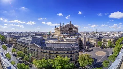 Panoramic view at central paris Stock Photos