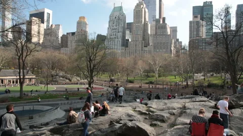 Panoramic view of Central Park, New York. Horizontal motion of Camera. Stock Footage 53144941