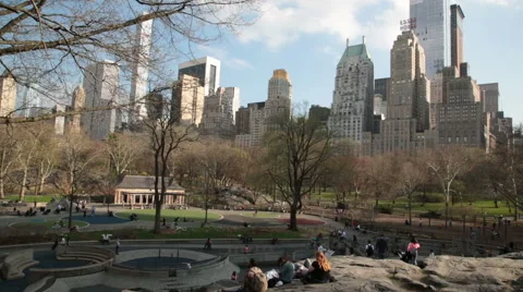Panoramic view of Central Park, New York. Horizontal motion of Camera. Stock Footage 53145212