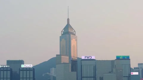 Panoramic view of the Central Plaza office building from Victoria Harbour in 動画素材 331356069
