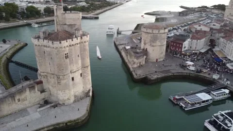 Panoramic view of The Chain Tower of La Rochelle Stock Footage 155231250