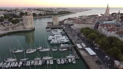 Panoramic view of The Chain Tower of La Rochelle Stock Footage 155231254