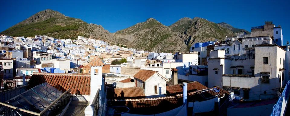 Panoramic view of Chaouen Stock Photos