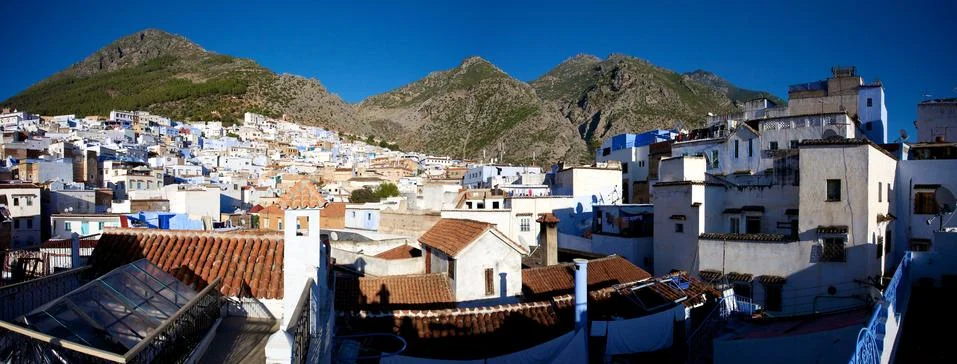 Panoramic view of Chaouen Stock Photos