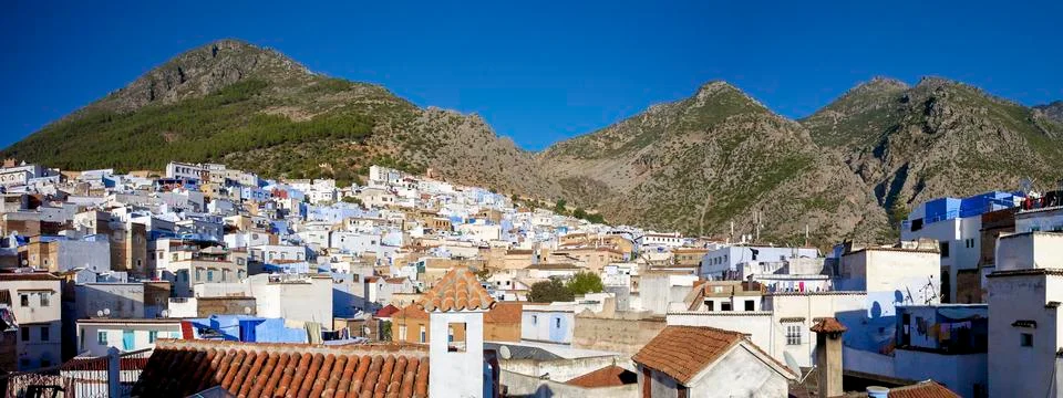 Panoramic view of Chaouen Stock Photos