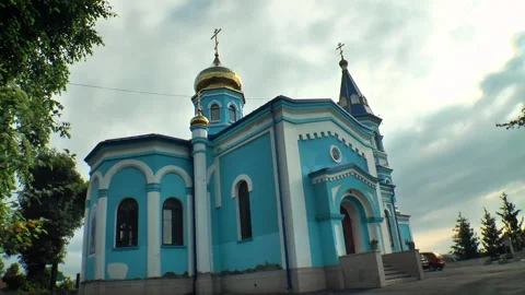 Panoramic view of the chapel of the old Orthodox Church in Russia Stock Footage 154267275