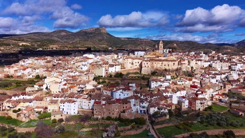 Panoramic view of Chelva, a traditional Spanish village in Valencia region Stockbeeldmateriaal 341303633