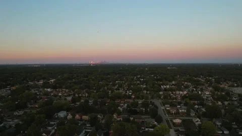 Panoramic View Of Chicago From Far Away - Aerial Shot Video stock 221580242