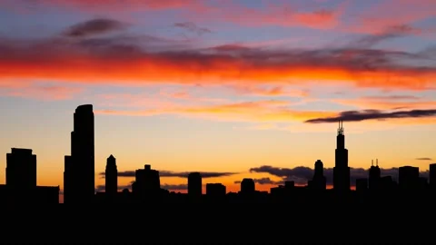 Panoramic View of Chicago, Time Lapse at Twilight, Illinois, USA Stock Footage 139132032