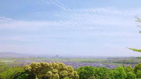 Panoramic view of Chikushi Plain and spring sky with cirrocumulus clouds Vídeos de archivo 333205251