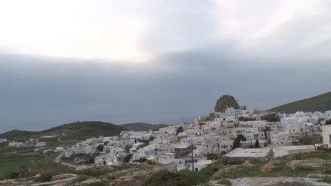 Panoramic view of Chora and the mills Stock-Footage 87082488