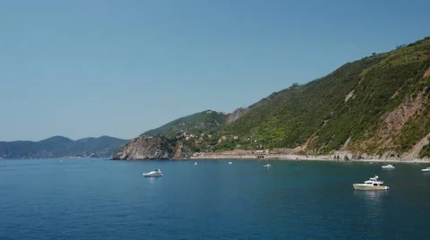 Panoramic view of of Cinque Terre shore near the Manarola village Stock Footage 64744498