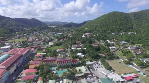 Panoramic view of city and mountain - St Lucia Stock Footage 61849374