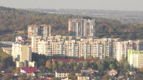 Panoramic view of the city in autumn Stock Footage 120608971